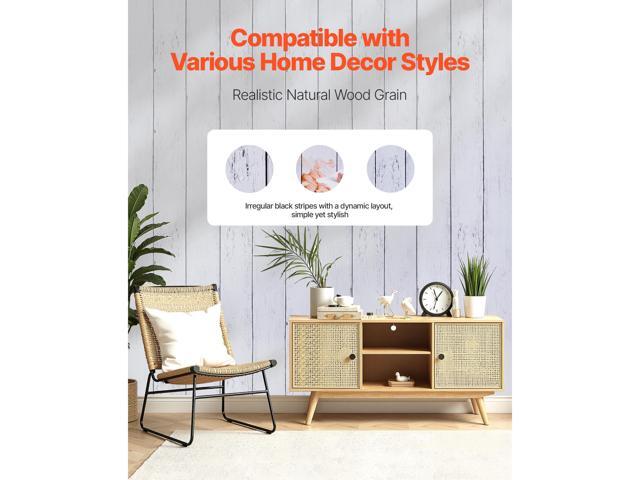 Peel and Stick Wallpaper, 17.7 x 472.4 inch Contact Paper White Wood Textured Waterpoof Self Adhesive, Easy to Clean & Peel Wall Decorative Vinyl...