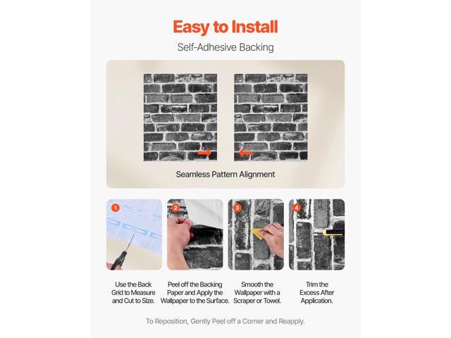 Peel and Stick Wallpaper, 17.7 x 393.7 inch Contact Paper Gray Brick Waterpoof Self Adhesive, Easy to Clean & Peel Wall Decorative Vinyl Roll for...