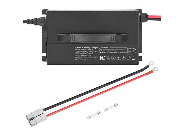 12V 40A Lithium Battery Charger, 14.6V, AC-DC LiFePO4 Smart Charger, with Anderson Connector, LED Indicator, 0V Activation, for Lithium LiFePO4...