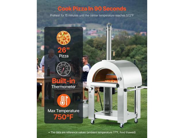 Dual Fuel Pizza Oven Outdoor, 26 in Portable Pizza Oven, Pellet & Gas Powered Outdoor Pizza-Maker with Thickened Cordierite Pizza-Stone, Easy to...