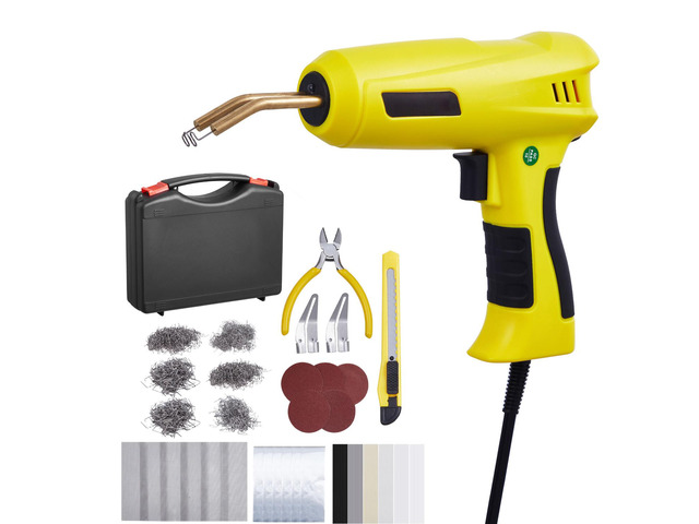 Plastic Welding Kit, 220W Plastic Welder Gun with 1200PCS Hot Staples & 76PCS Welding Rods, Professional Hot Staple Welding Gun with LED Light,...