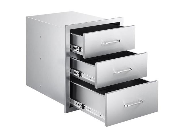Outdoor Kitchen Drawers 18.11'W x 23.23'D x 23.23'H, Triple-Access Stainless Steel BBQ Drawers with Handles, BBQ Island Drawer for Outdoor Kitchens...