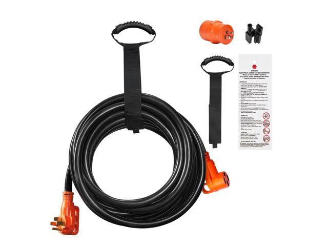 15 ft RV Extension Cord, 50 Amp, Heavy Duty STW RV Power Cord, NEMA 14-50R Female NEMA 14-50P Male Plug, with LED Indicator Handle 15A Adapter, for...