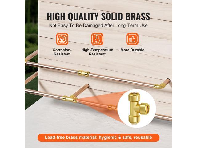 Pipe Fittings, 1/2' 12PCS Tee Brass Pipe Fittings, Push-Fit Pipe Connector Brass Air Fittings, Heavy Duty Plumbing Fittings Adapter for...
