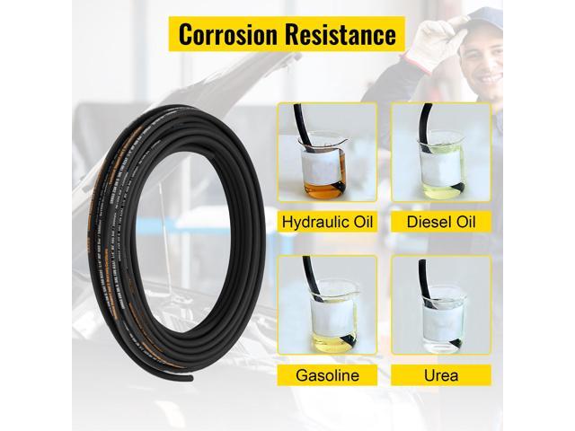 Hydraulic Hose 1/4 inch x 100 ft, Coiled Hydraulic Hose 5800 PSI, Rubber Hydraulic Hose with 2 High-Tensile Steel Wire Braid, Bulk Hydraulic Hose...