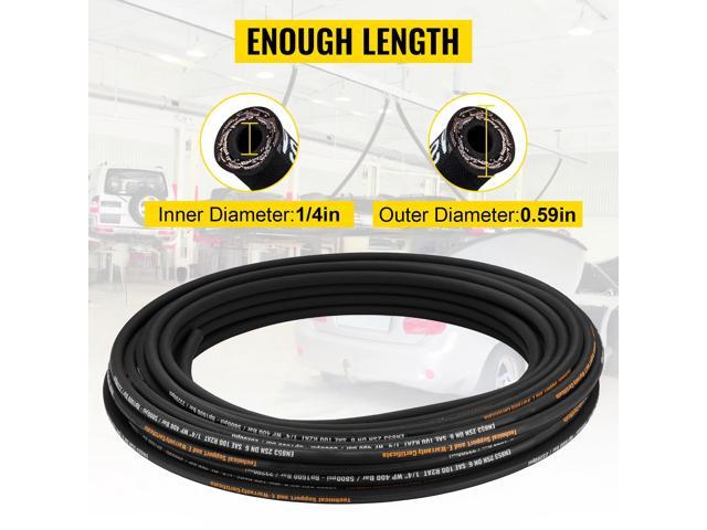Hydraulic Hose 1/4 inch x 100 ft, Coiled Hydraulic Hose 5800 PSI, Rubber Hydraulic Hose with 2 High-Tensile Steel Wire Braid, Bulk Hydraulic Hose...