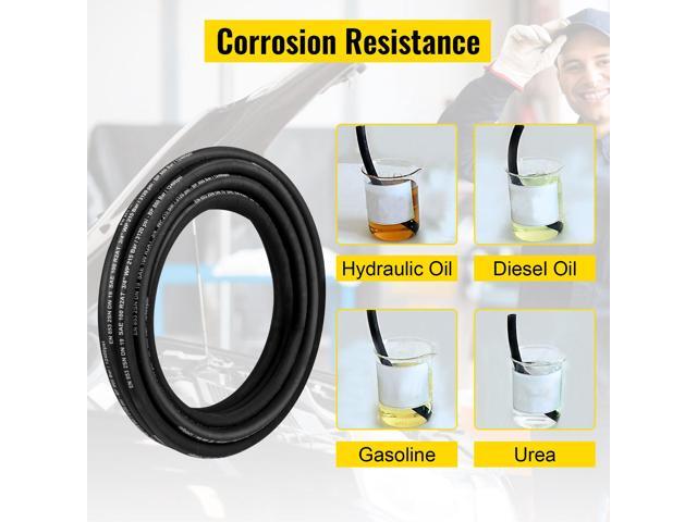 Hydraulic Hose 3/8 inch x 100 ft, Coiled Hydraulic Hose 4800 PSI, Rubber Hydraulic Hose with 2 High-Tensile Steel Wire Braid, Bulk Hydraulic Hose...