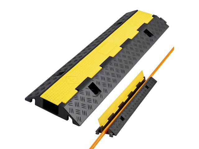 VEVOR Cable Protector Ramp, 22,000 lbs/axle Capacity, 1 Channel Heavy Duty Rubber Cord Hose Wire Cover, 2.76 x 1.97 in Channel, Traffic Speed Bump...