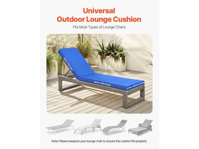 Chaise Lounge Cushion, 72 x 21 x 3 in, Outdoor Lounge Chair Cushions, Waterproof & Fade-Resistant, Sun Lounger Replacement Cushions with Ties,...