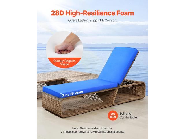 Chaise Lounge Cushion, 72 x 21 x 3 in, Outdoor Lounge Chair Cushions, Waterproof & Fade-Resistant, Sun Lounger Replacement Cushions with Ties,...