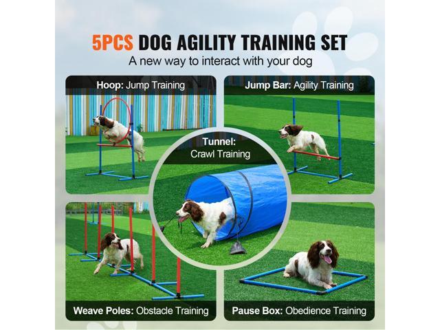 VEVOR Dog Agility Training Equipment 5 PCS Set with Hurdles Tunnel Jump Ring