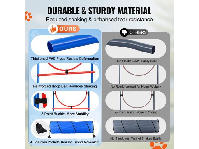 VEVOR Dog Agility Training Equipment 5 PCS Set with Hurdles Tunnel Jump Ring