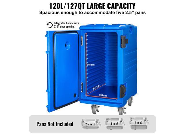 Insulated Food Pan Carrier, 127 Qt Hot Box for Catering, Food Box Carrier with Double Buckles, Front Loading Food Warmer with Handles, End Loader...