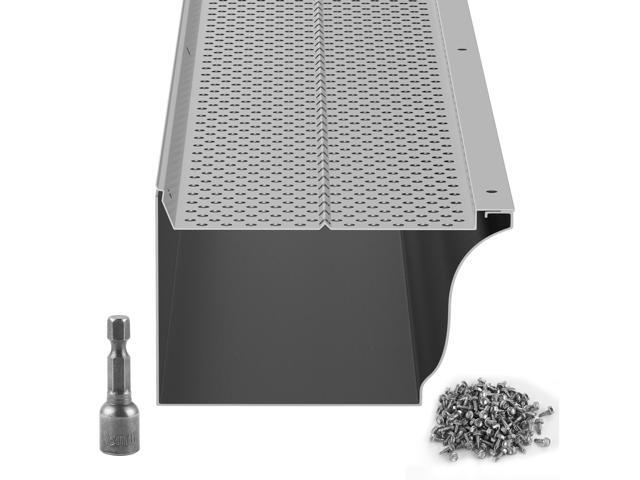 Gutter Guard, 5 inch Width, Aluminum Leaf Filter DIY Gutter Cover, 52 PCS 208 ft Total Length, 0.157'' Hole Diameter & 0.02'' Thick Raptor Gutter...