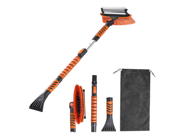 VEVOR Car Snow Brush, 3-in-1 Snow Remover for Car Windshield - with 180Â° Pivoting Brush Head, Squeegee & Ice Scraper, 34.3'-42.1' Extendable...