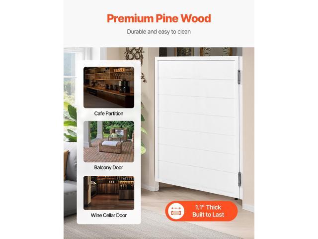Saloon Doors, 32'W x 42' H Single Swinging Cafe Interior Doors, Square Design Premium Pine Wood, with Hinges & Hardware Kit, Easy to Install, for...