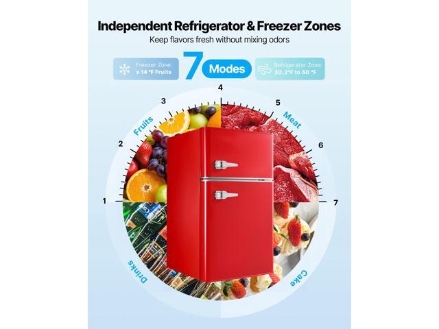 Mini Fridge with Freezer, 3.2 Cu. Ft, Two Door Compact Refrigerator with Adjustable Temperature, Glass Shelf, Energy Efficient Dorm Fridge, Low...
