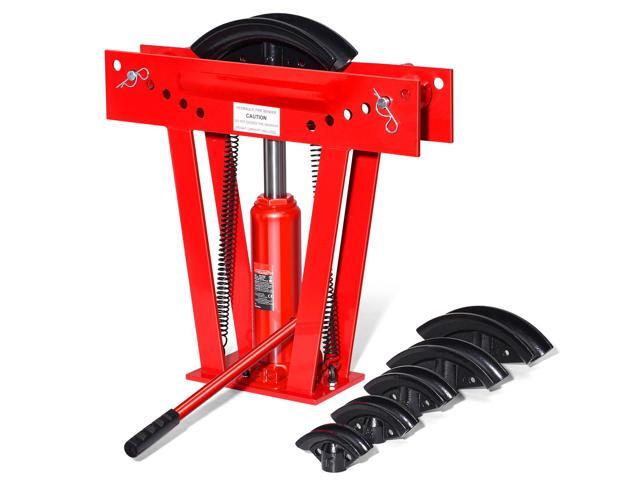 Hydraulic Pipe Bender, 12 Ton Manual Copper Exhaust Pipe Bending Machine with 6 Dies (1/2' - 2') and 90 - 180° Adjustable Rollers, Heavy-Duty Pipe...
