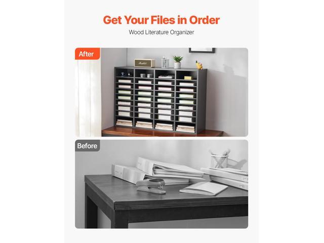 Literature Organizer, 36 Compartments Office Mailbox with Adjustable Shelves, Wooden Mailbox Sorter Medium Density Fiberboard Office Home Classroom...