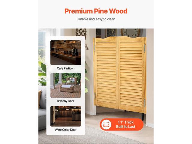 Double Saloon Doors, 36'W x 42' H Arched Top Interior Swinging Cafe Doors, Premium Pine Wood, with Hinges & Hardware Kit, Easy to Install, for...