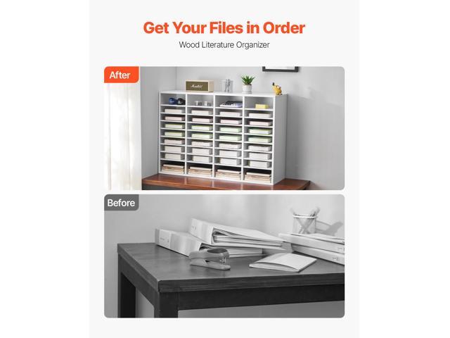 Literature Organizer, 36 Compartments Office Mailbox with Adjustable Shelves, Wooden Mailbox Sorter Medium Density Fiberboard Office Home Classroom...