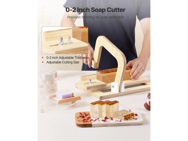 Soap Cutter, 0-2 inch Adjustable Thickness, Wood Soap Slicer with Stainless Steel Adjustable Wire Tension, with Extra Wires, Multi Handmade Cutter...
