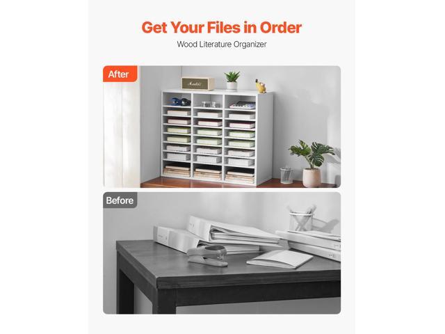 Literature Organizer, 24 Compartments Office Mailbox with Adjustable Shelves, Wooden Mailbox Sorter Medium Density Fiberboard Office Home Classroom...