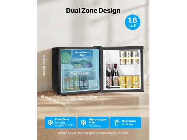 Mini Fridge, 1.6 Cu. Ft, Single Door Compact Refrigerator, Adjustable Temperature, Metal Shelf, Energy Efficient Small Refrigerator, Reversible...