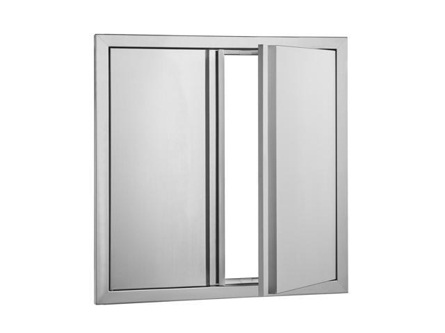 BBQ Access Door, 24W x 24H Inch Double Outdoor Kitchen Door, Stainless Steel Flush Mount Door, Wall Vertical Door with Recessed Handles, for BBQ...