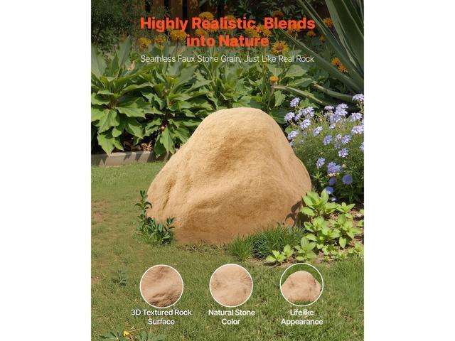 Faux Rock Cover, Outdoor Fake Rock Well Pump Cover, Realistic Natural Texture, Lightweight & Weather-Resistant Polyresin Artificial Boulder for...