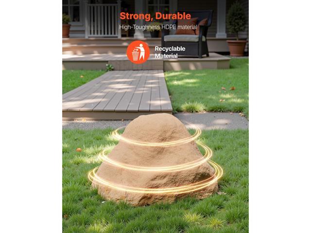 Faux Rock Cover, Outdoor Fake Rock Well Pump Cover, Realistic Natural Texture, Lightweight & Weather-Resistant Polyresin Artificial Boulder for...