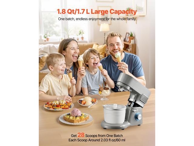 Ice Cream Maker, 1.8 Qt. Capacity, 6-Speed Electric Stand Mixer, with LED Digital Display & Timer, Mixing Paddle, Dough Hook, Splash Guard, for...