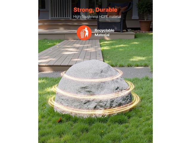 Faux Rock Cover, Outdoor Fake Rock Well Pump Cover, Realistic Natural Texture, Lightweight & Weather-Resistant Polyresin Artificial Boulder for...