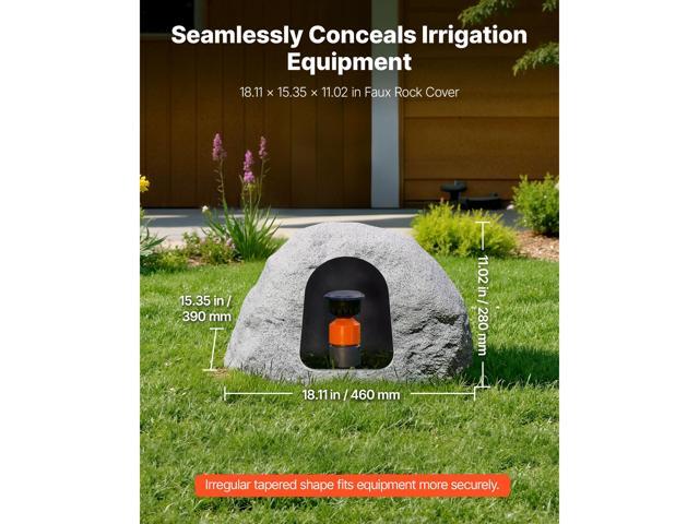 Faux Rock Cover, Outdoor Fake Rock Well Pump Cover, Realistic Natural Texture, Lightweight & Weather-Resistant Polyresin Artificial Boulder for...