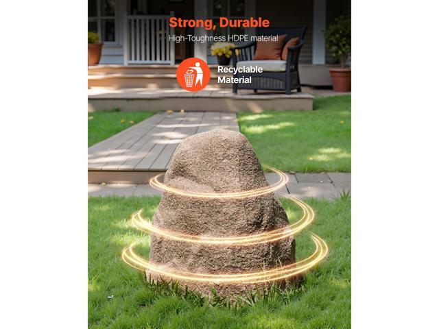 VEVOR Faux Rock Cover, Outdoor Fake Rock Well Pump Cover, Realistic Natural Texture, Lightweight & Weather-Resistant Artificial Boulder for...