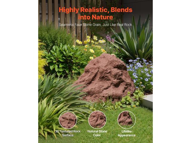 VEVOR Faux Rock Cover, Outdoor Fake Rock Well Pump Cover, Realistic Natural Texture, Lightweight & Weather-Resistant Polyresin Artificial Boulder...
