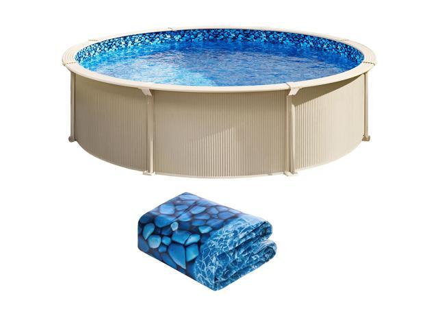 24-ft Round Above Ground Pool Liner, Unibead Pool Liners, Standard Gauge, 52inch Wall Height, Designed for Steel Sided Above-Ground Swimming Pools