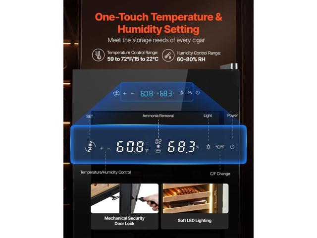 Electric Humidor, 70L, 400 Counts Electric Cigar Humidor Cabinet with Compressor Cooling, Constant Humidity & Temperature Control, Spanish Cedar...