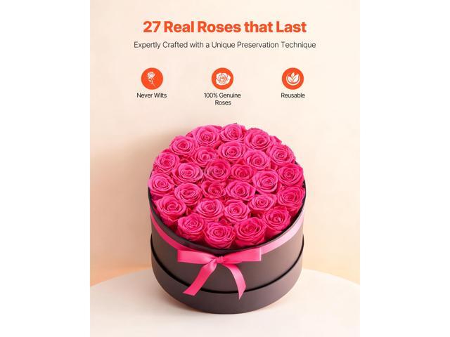Forever Flowers, 27 Preserved Roses in a Box, Eternal Flowers Immortal Bouquet Birthday Present for Delivery Prime Women Her Wife Mothers,...