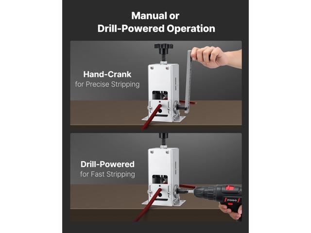 Manual Wire Stripper Machine, 0.06-1.18 in, Copper Cable Stripper Tool, Hand Crank or Drill Powered Modes, Heavy-Duty Q235 Frame Wire Stripping...