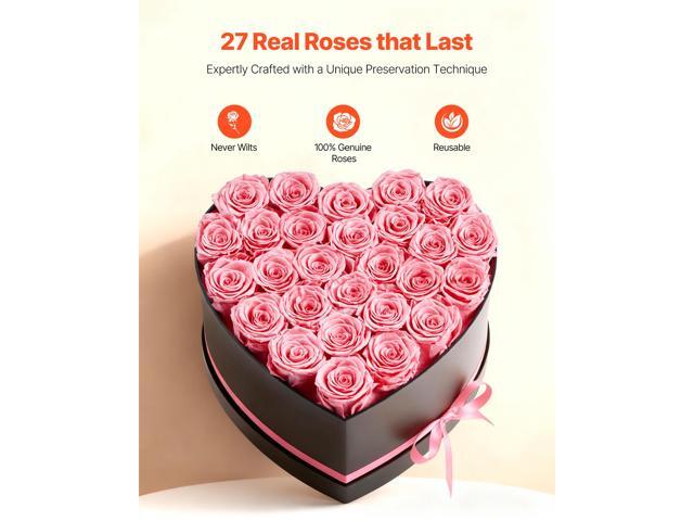 Forever Flowers, 27 Preserved Roses in a Heart Shape Box, Eternal Flowers Immortal Bouquet Birthday Present for Women Her Wife Mothers,...
