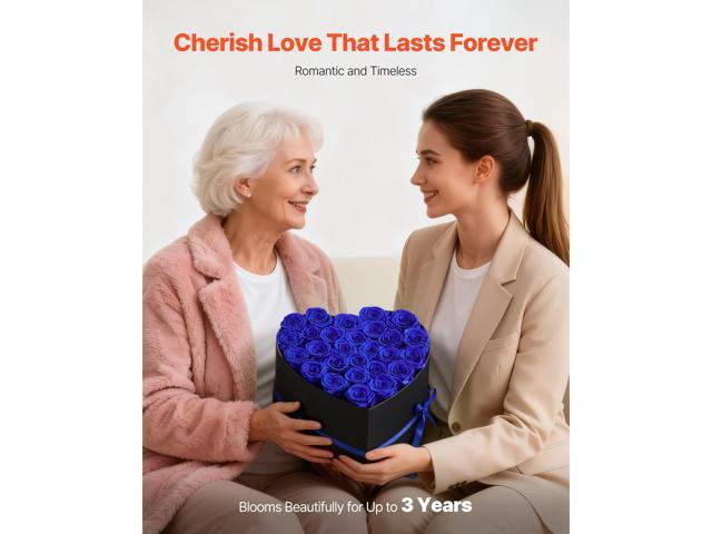 Forever Flowers, 27 Preserved Roses in a Heart Shape Box, Eternal Flowers Immortal Bouquet Birthday Present for Women Her Wife Mothers,...