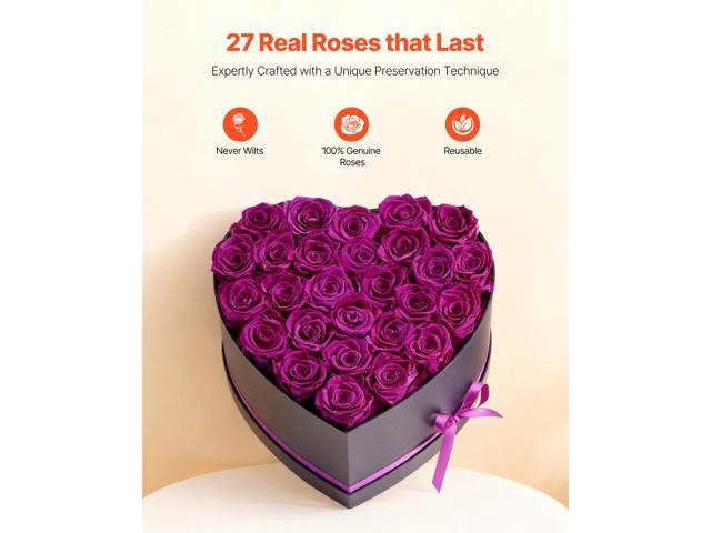 Forever Flowers, 27 Preserved Roses in Heart Shape Box, Eternal Flowers Immortal Bouquet Birthday Present for Women Her Wife Mothers, Anniversary,...
