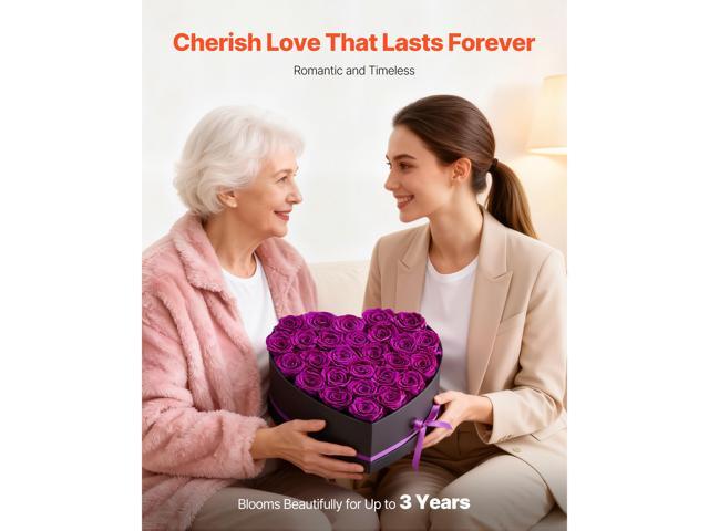 Forever Flowers, 27 Preserved Roses in Heart Shape Box, Eternal Flowers Immortal Bouquet Birthday Present for Women Her Wife Mothers, Anniversary,...