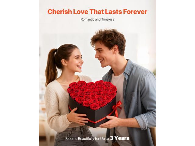 Forever Flowers, 27 Preserved Roses in a Heart Shape Box, Eternal Flowers Immortal Bouquet Birthday Present for Delivery Prime Women Her Wife...