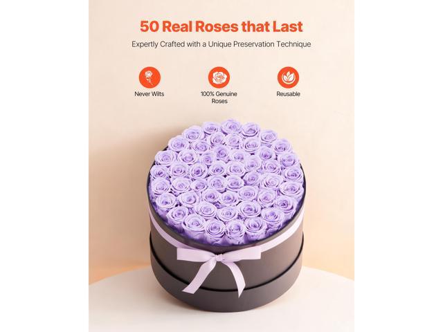 Forever Flowers, 50 Preserved Roses in a Box, Eternal Flowers Immortal Bouquet Birthday Present for Women Her Wife Mothers, Anniversary,...