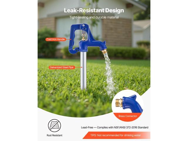 Frost Proof Yard Hydrant, 3.22FT Freeze-Proof Outdoor Faucet with 12' Bury Depth, 3/4' NPT Pipe Connection & 3/4' NH Hose Coupling, No Lead...