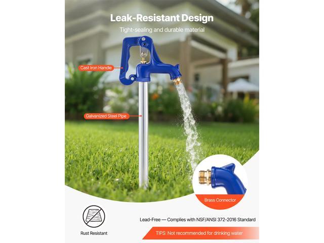 Frost Proof Yard Hydrant, 6.22FT Freeze-Proof Outdoor Faucet with 48' Bury Depth, 3/4' NPT Pipe Connection & 3/4' NH Hose Coupling, No Lead...