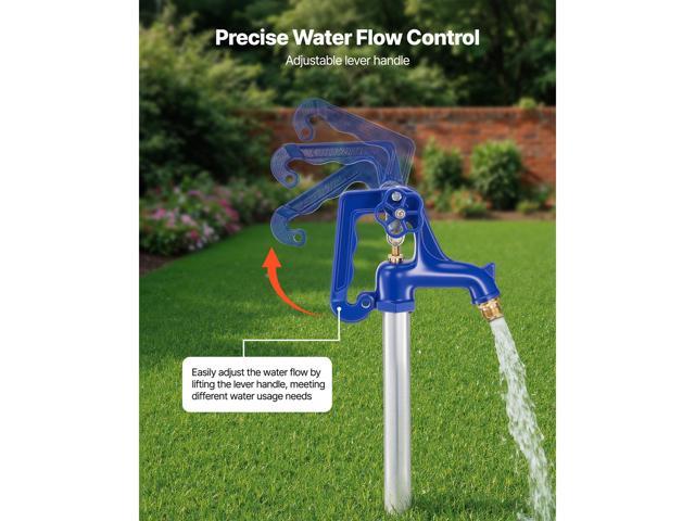 Frost Proof Yard Hydrant, 3.22FT Freeze-Proof Outdoor Faucet with 12' Bury Depth, 3/4' NPT Pipe Connection, Lever Handle + Handwheel, No Lead...