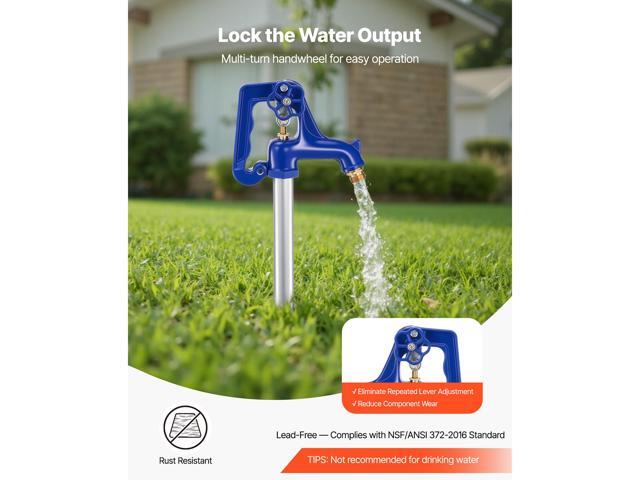 Frost Proof Yard Hydrant, 6.22FT Freeze-Proof Outdoor Faucet with 48' Bury Depth, 3/4' NPT Pipe Connection, Lever Handle + Handwheel, No Lead...